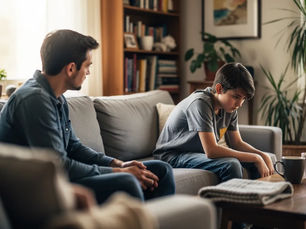 parent setting a firm but caring boundary with their child